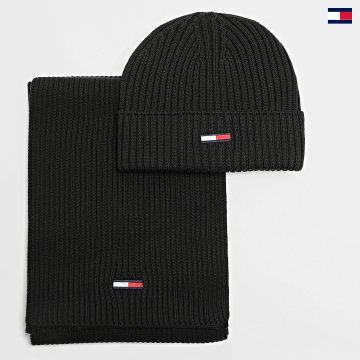 https://laboutiqueofficielle-res.cloudinary.com/image/upload/v1627647047/Desc/Watermark/5logo_tommyhilfiger_watermark.svg Tommy Jeans - Lot Bonnet Et Echarpe Flag 1677 Noir