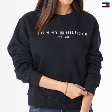 https://laboutiqueofficielle-res.cloudinary.com/image/upload/v1627647047/Desc/Watermark/5logo_tommyhilfiger_watermark.svg Tommy Hilfiger - Sweat Crewneck Femme Reg Corp Logo 9791 Bleu Marine