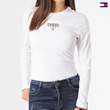 https://laboutiqueofficielle-res.cloudinary.com/image/upload/v1627647047/Desc/Watermark/5logo_tommyhilfiger_watermark.svg Tommy Jeans - Tee Shirt Manches Longues Slim Femme Essential Logo 7840 Blanc
