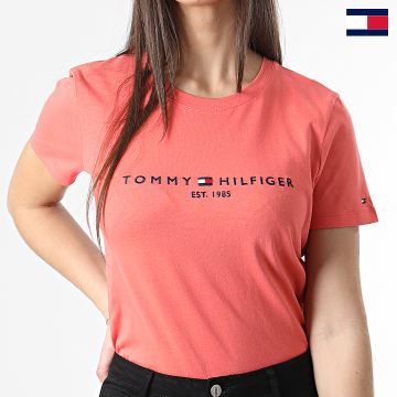 https://laboutiqueofficielle-res.cloudinary.com/image/upload/v1627647047/Desc/Watermark/7logo_tommy_hilfiger.svg Tommy Hilfiger - Tee Shirt Femme Regular 8681 Corail
