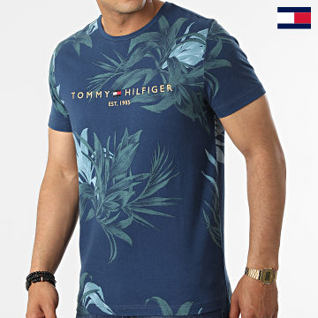 https://laboutiqueofficielle-res.cloudinary.com/image/upload/v1627647047/Desc/Watermark/7logo_tommy_hilfiger.svg Tommy Hilfiger - Tee Shirt Palm Floral Logo 8519 Bleu Marine