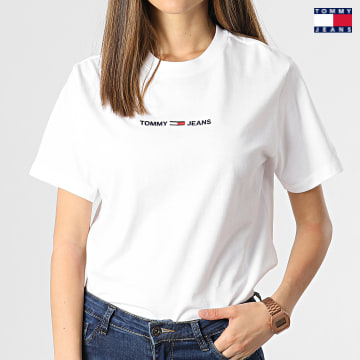 https://laboutiqueofficielle-res.cloudinary.com/image/upload/v1627651009/Desc/Watermark/3logo_tommy_jeans.svg Tommy Jeans - Tee Shirt Crop Femme BXY Linear 0057 Blanc