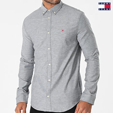 https://laboutiqueofficielle-res.cloudinary.com/image/upload/v1627651009/Desc/Watermark/3logo_tommy_jeans.svg Tommy Jeans - Chemise Manches Longues Stretch Oxford 9420 Gris Anthracite Chiné