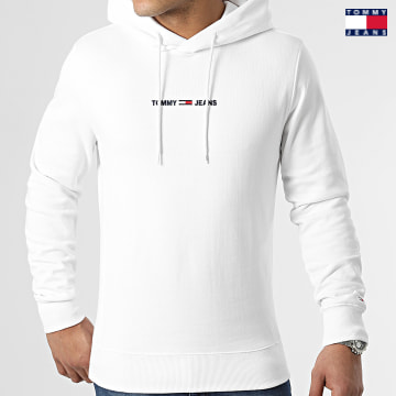 https://laboutiqueofficielle-res.cloudinary.com/image/upload/v1627651009/Desc/Watermark/3logo_tommy_jeans.svg Tommy Jeans - Sweat Capuche Straight Logo 1632 Blanc
