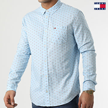 https://laboutiqueofficielle-res.cloudinary.com/image/upload/v1627651009/Desc/Watermark/3logo_tommy_jeans.svg Tommy Jeans - Chemise Manches Longues Oxford Dobby 2336 Bleu Clair