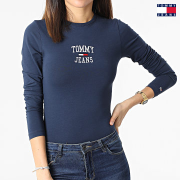 https://laboutiqueofficielle-res.cloudinary.com/image/upload/v1627651009/Desc/Watermark/3logo_tommy_jeans.svg Tommy Jeans - Body Manches Longues Femme College Logo 1754 Bleu Marine