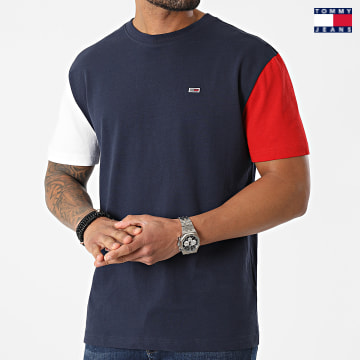 https://laboutiqueofficielle-res.cloudinary.com/image/upload/v1627651009/Desc/Watermark/3logo_tommy_jeans.svg Tommy Jeans - Tee Shirt Tricolore Contrast Sleeve 3124 Bleu Marine