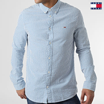https://laboutiqueofficielle-res.cloudinary.com/image/upload/v1627651009/Desc/Watermark/3logo_tommy_jeans.svg Tommy Jeans - Chemise Manches Longues A Rayures Casual Stripe 3042 Blanc Bleu Clair