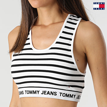 https://laboutiqueofficielle-res.cloudinary.com/image/upload/v1627651009/Desc/Watermark/3logo_tommy_jeans.svg Tommy Jeans - Débardeur Femme Crop Logo Strip 2551 Blanc Noir