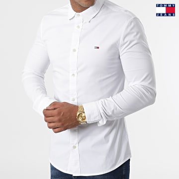 https://laboutiqueofficielle-res.cloudinary.com/image/upload/v1627651009/Desc/Watermark/3logo_tommy_jeans.svg Tommy Jeans - Chemise Manches Longues Super Skinny 1656 Blanc