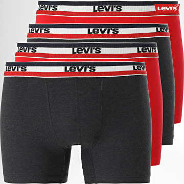 Levi's - Confezione da 4 boxer 701224293 rosso grigio carbone