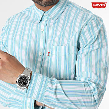 Levi's - Camisa de rayas de manga larga 85748 Azul Blanco