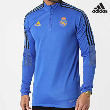 Adidas Performance - Real Madrid Camiseta De Manga Larga Con Cuello Con Cremallera Y Rayas HA2584 Azul Real