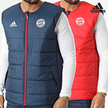 Adidas Sportswear - FC Bayern HG1132 Giacca con zip senza maniche reversibile rosso navy