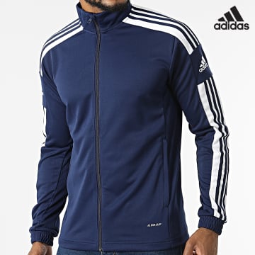 Adidas Sportswear - Giacca con zip a righe blu navy HC6279