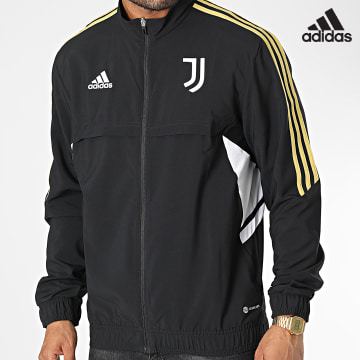 Adidas Performance - Juventus HA2645 Chaqueta negra a rayas con cremallera