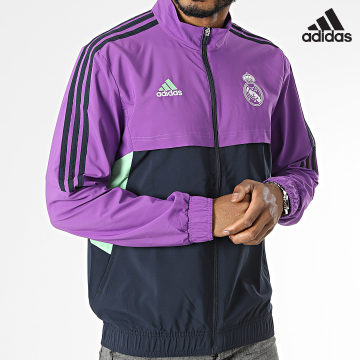 Adidas Sportswear - Giacca sportiva con zip Real Madrid HT8805 Violet Navy Stripe