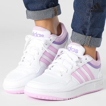 Adidas Sportswear - Baskets Femme Hoops 3.0 K IF2724 Footwear White Bliss Lilac Violet Fuschia
