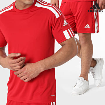 Adidas Performance - Squad 21 Conjunto de pantalón corto y camiseta a rayas GN5722 GN5771 Rojo