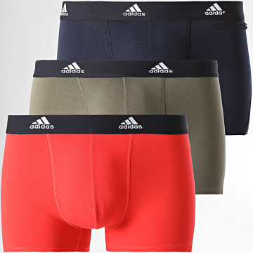 Adidas Sportswear - Lot De 3 Boxers 4A1M02 Rouge Vert Kaki Bleu Marine