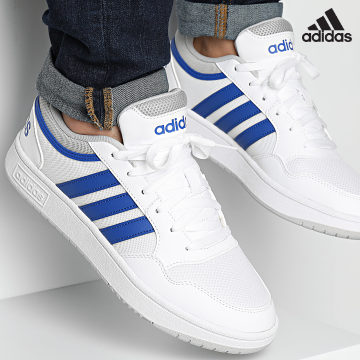 Adidas Sportswear - Hoops 3.0 Scarpe da ginnastica estive IG1487 Calzature Bianco Blu Reale Grigio Due