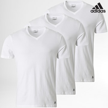 Adidas Performance - Lote de 3 camisetas cuello pico 4A1M05 Blanco