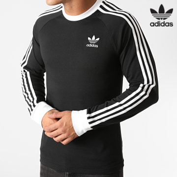Adidas Originals - Maglietta a maniche lunghe a 3 strisce GN3478 Nero