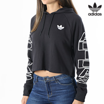 Adidas Originals - Sweat Capuche Femme Crop H15775 Noir