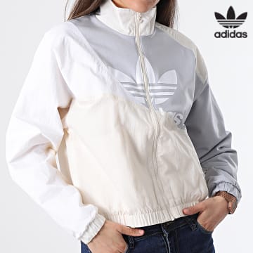 Adidas Originals - Chaqueta con cremallera para mujer HC7054 Beige Gris