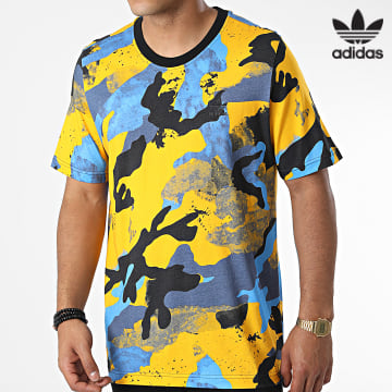 Adidas Originals - Tee Shirt Camo All Over Print HK2801 Jaune Bleu