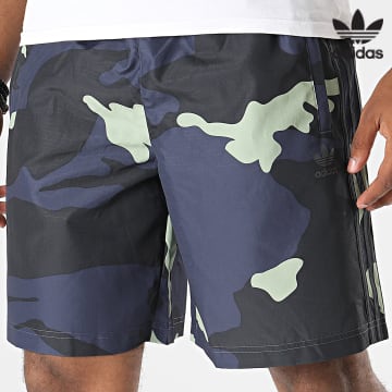 Adidas Originals - Pantalón corto con banda gráfica HF4872 Camuflaje azul marino