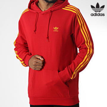 Adidas Originals - Sweat Capuche A Bandes HK7395 Rouge
