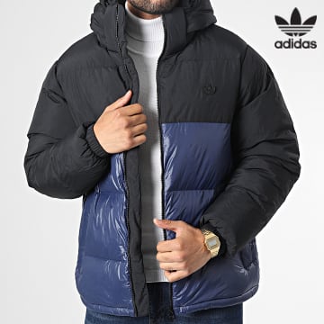 Adidas Originals - Puff Regen de plumón con capucha HL9184 Negro Azul marino