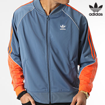 Adidas Originals - HI3003 Giacca con zip a righe blu-arancio