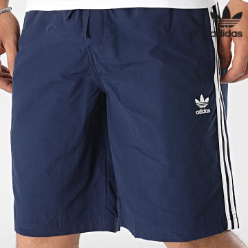 Adidas Originals - HK7389 Pantaloncini da jogging a righe blu navy