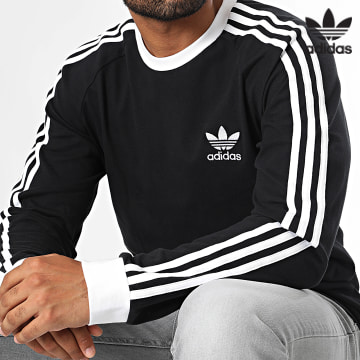 Adidas Originals - Camiseta Manga Larga 3 Rayas IA4877 Negro