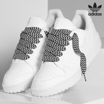 Adidas Originals - Zapatillas NY 90 Cloud White Core Black x Superlaced grandes cordones blancos y negros