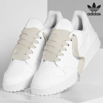 Adidas Originals - Zapatillas NY 90 Cloud White Core Black x Superlaced grandes cordones beige