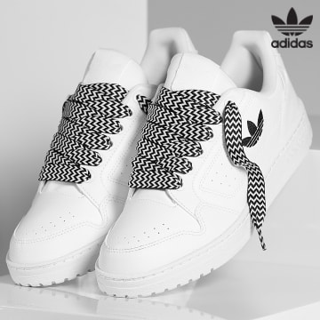Adidas Originals - Zapatillas NY 90 White Core Black x Superlaced grandes cordones blancos y negros