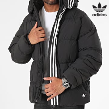 Adidas Originals - Abrigo Con Capucha A Rayas Plumón Regen Rift HZ0688 Negro