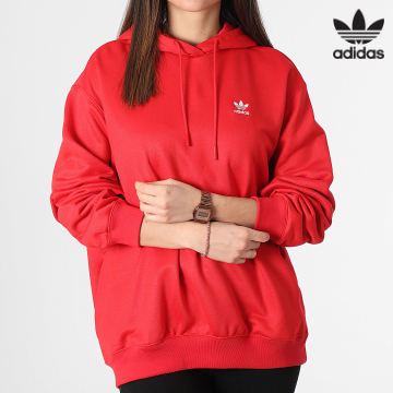 Adidas Originals - Felpa con cappuccio Trefoil da donna IP0585 Rosso