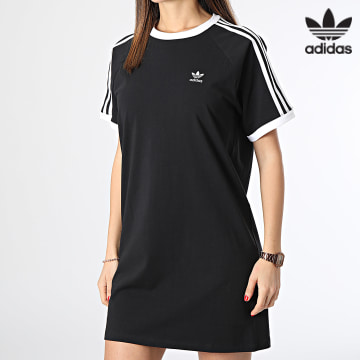 Adidas Originals - Maglietta da donna a righe Abito 3 strisce IU2534 Nero
