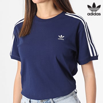 Adidas Originals - Tee Shirt A Bandes Femme 3 Stripes IR8053 Bleu Marine