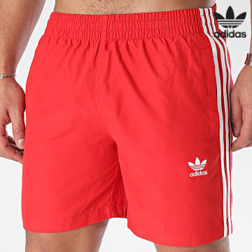 Adidas Originals - Shorts de baño Originals 3 rayas IT8654 Rojo