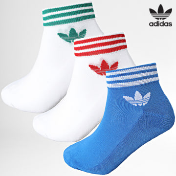 Adidas Originals - Confezione da 3 paia di calzini Trefoil IU2662 Bianco Blu Reale