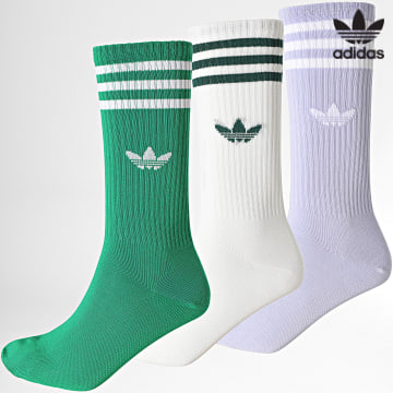 Adidas Originals - 3 Pares De Calcetines U20121 Blanco Verde Lila