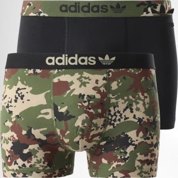 Adidas Originals - Lot De 2 Boxers 4A2M57 Noir Vert Kaki Camouflage
