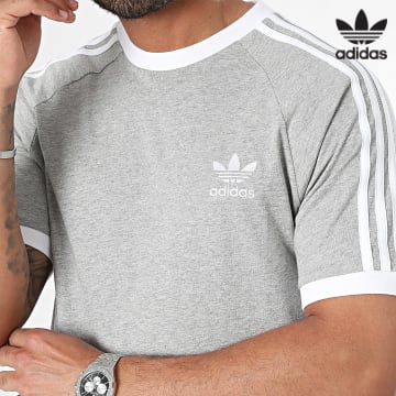 Adidas Originals - Tee Shirt A Bandes Stripes IA4848 Gris Chiné