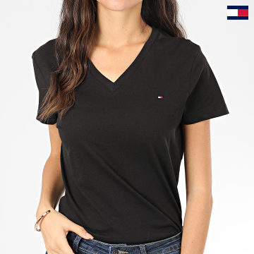 Tommy Hilfiger - Camiseta de mujer Heritage 4969 Black con cuello en V