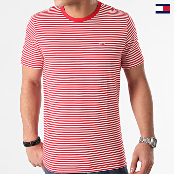 Tommy Jeans - Tee Shirt A Rayures Tommy Classics Stripe 5515 Rouge Blanc